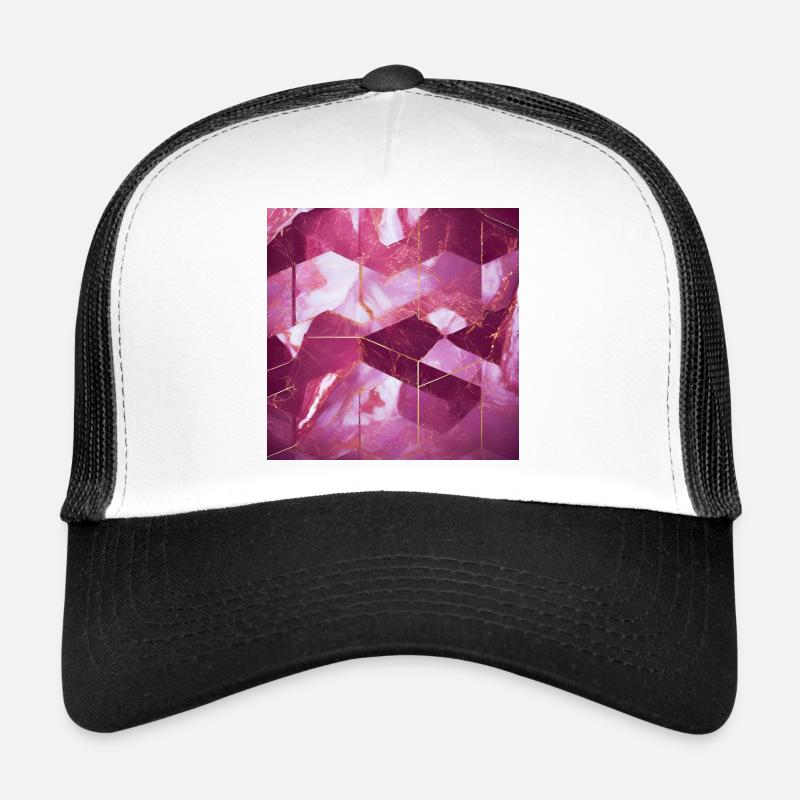Pink Gold Marble Texture Geometric Trucker Cap