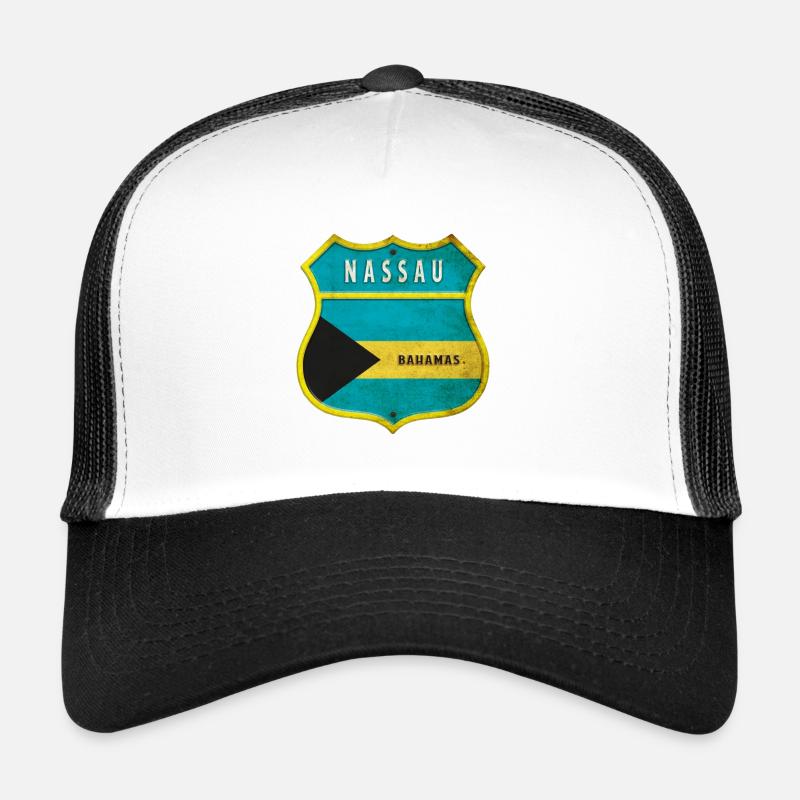 Nassau Bahamas Flaggen Wappen Design - Trucker Cap - Weiß/Schwarz