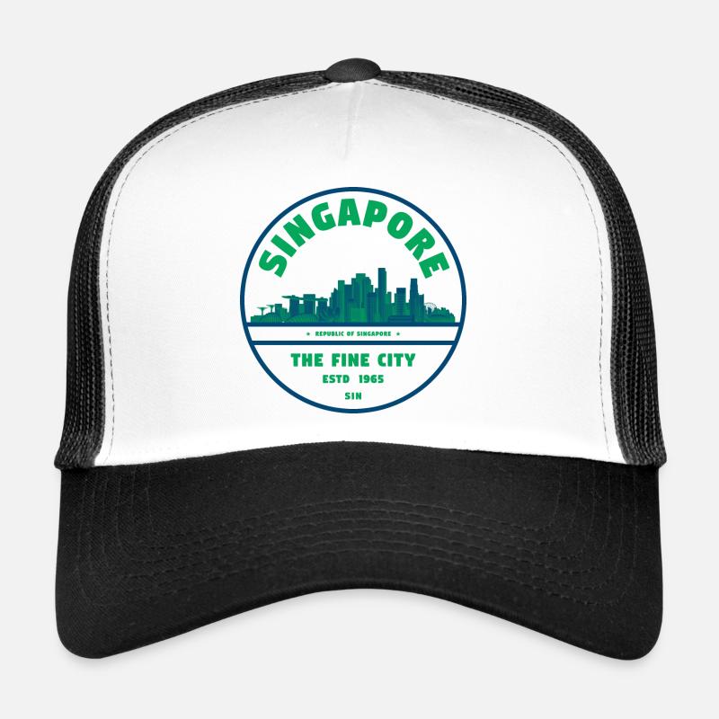 Singapore Skyline Emblem - Trucker Cap - Weiß/Schwarz