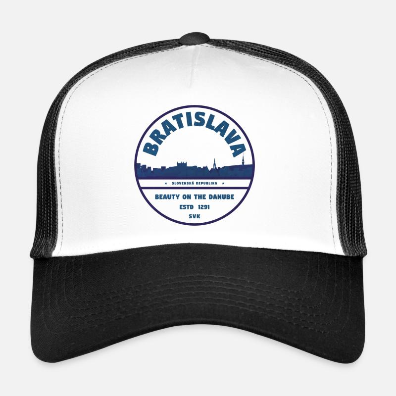 Bratislava Danube Skyline Emblem - Trucker Cap - Weiß/Schwarz