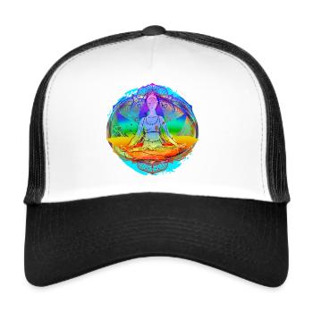 Meditation Yoga Regenbogen Farben Inspiration - Trucker Cap - Weiß/Schwarz - Vorne