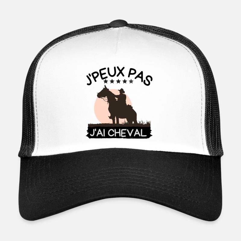 j'peux pas j'ai cheval - Casquette trucker  - blanc/noir