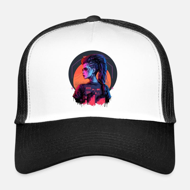 Dessin à couper le souffle d’une cyber-dame Casquette trucker 
