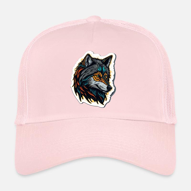 Peinture numérique d’une tête de loup Casquette trucker 