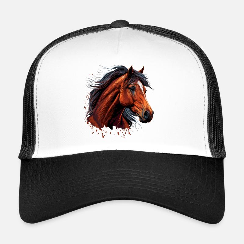 Visage de cheval - Casquette trucker  - blanc/noir