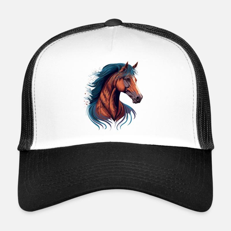 Dessin de chevaux - Casquette trucker  - blanc/noir