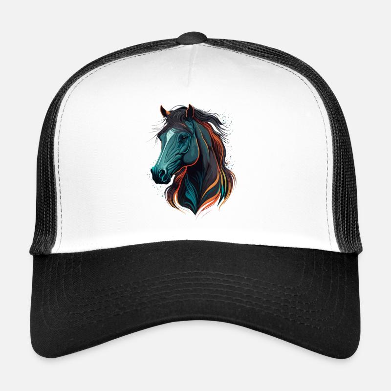 Morgan Pferdekopf - Trucker Cap - Weiß/Schwarz