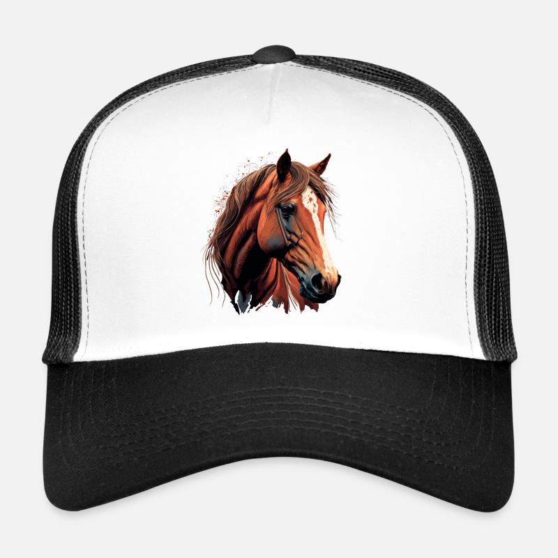 Superbe illustration numérique de tête de cheval Casquette trucker 