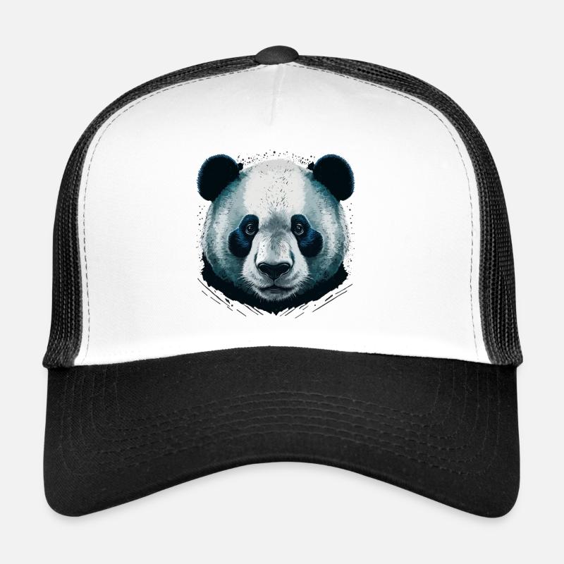 Tête de panda réaliste - Casquette trucker  - blanc/noir