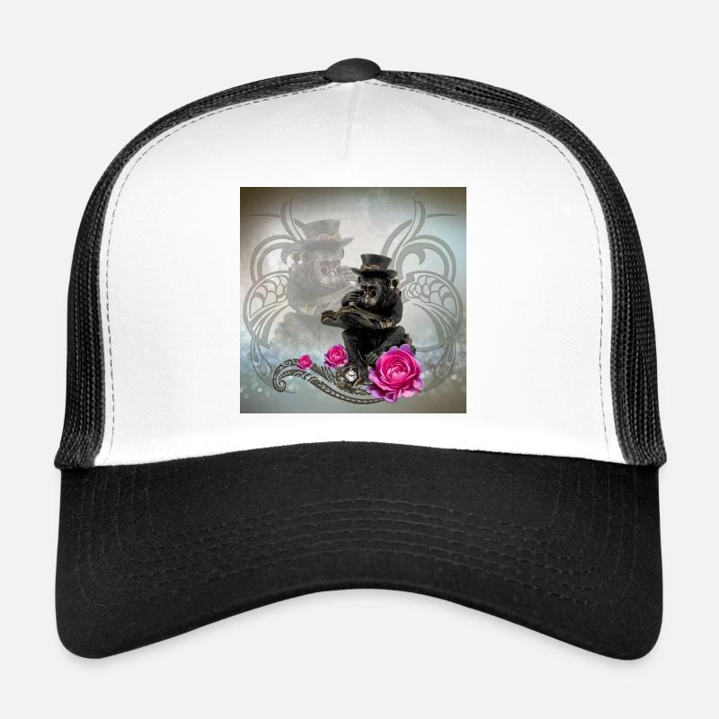 Lustiger Steampunk-Affe liest ein Buch Trucker Cap