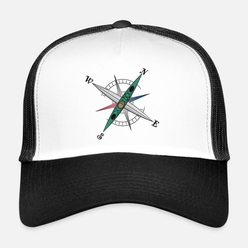 Cooles Kajak Design mit Kompassrose, grünes Kayak Trucker Cap