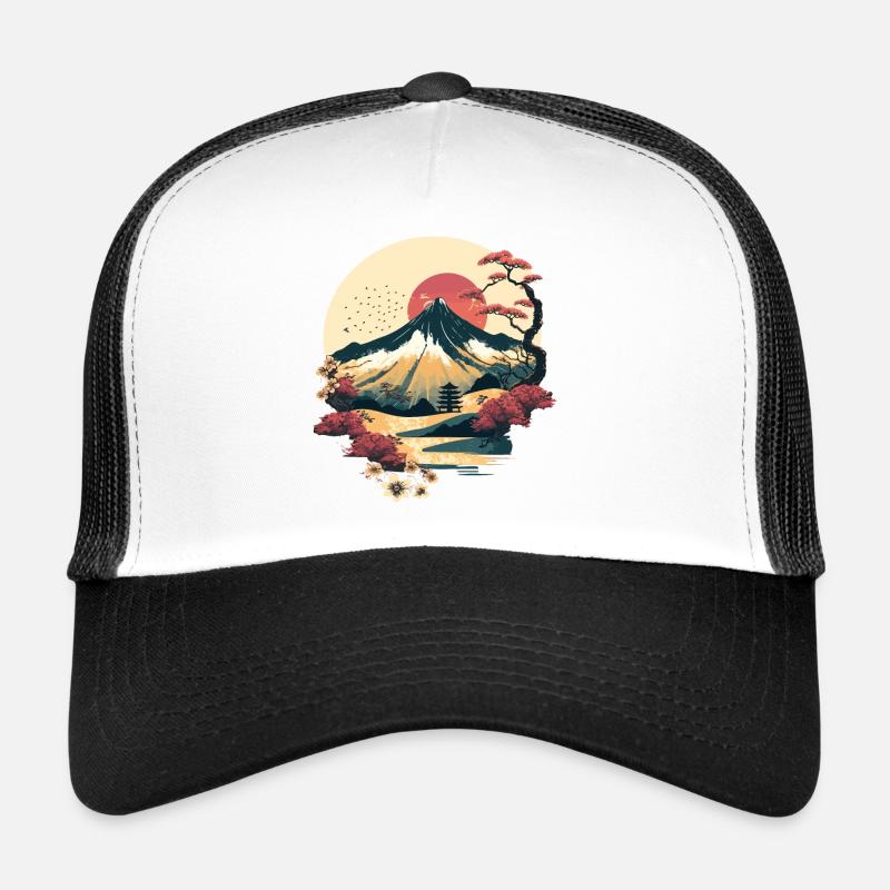 Berg in Japan - Trucker Cap - Weiß/Schwarz