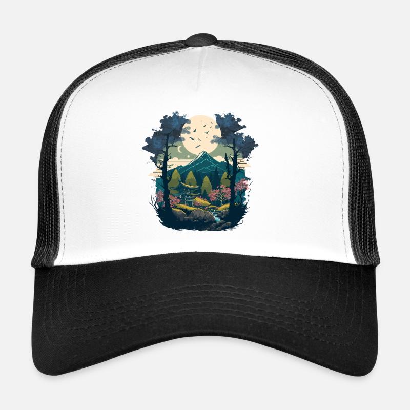 Japanischer Wald - Trucker Cap - Weiß/Schwarz