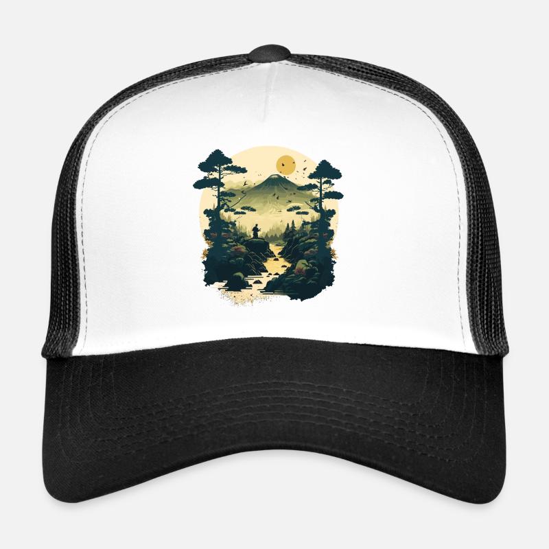 Japanischer Holzschnitt - Trucker Cap - Weiß/Schwarz
