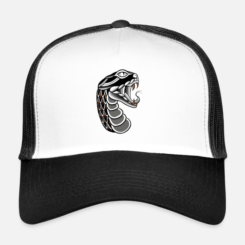 Serpent old-school traditionnel - Casquette trucker - blanc/noir