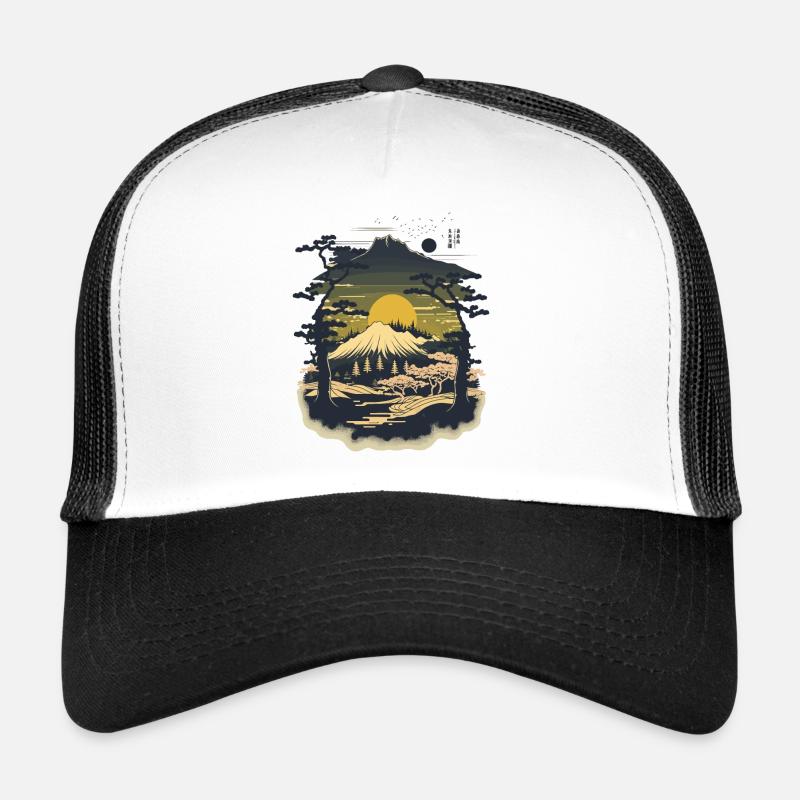Paysage de gravure sur bois Casquette trucker 