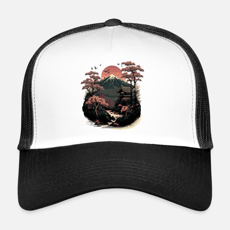 Japanische Holzschnittlandschaft Trucker Cap