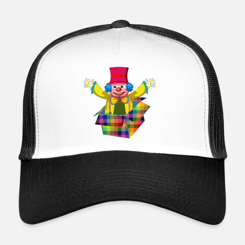 Fasching Kostüm Clown aus der Box Karneval - Trucker Cap - Weiß/Schwarz