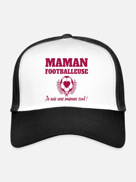 Maman footballeuse humour football cadeau foot - Casquette trucker  - blanc/noir - Devant