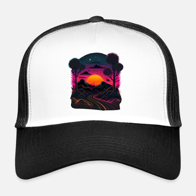 Illustration Synthwave Casquette trucker 
