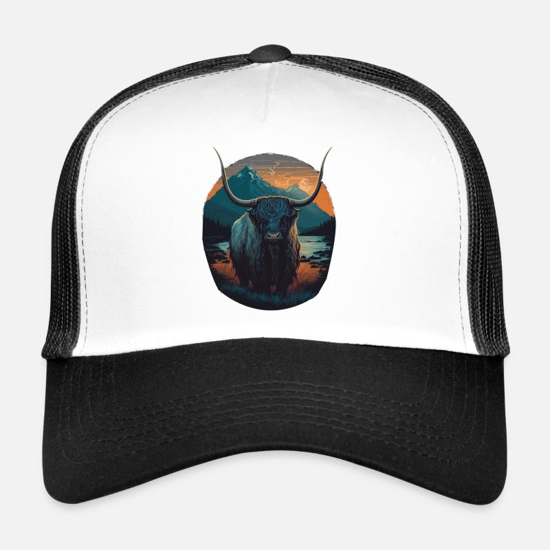 Yak avec d’énormes cornes Casquette trucker 