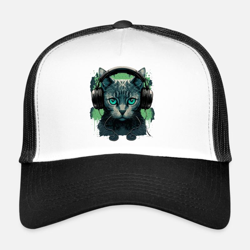 Katzen und Musik - Trucker Cap - Weiß/Schwarz
