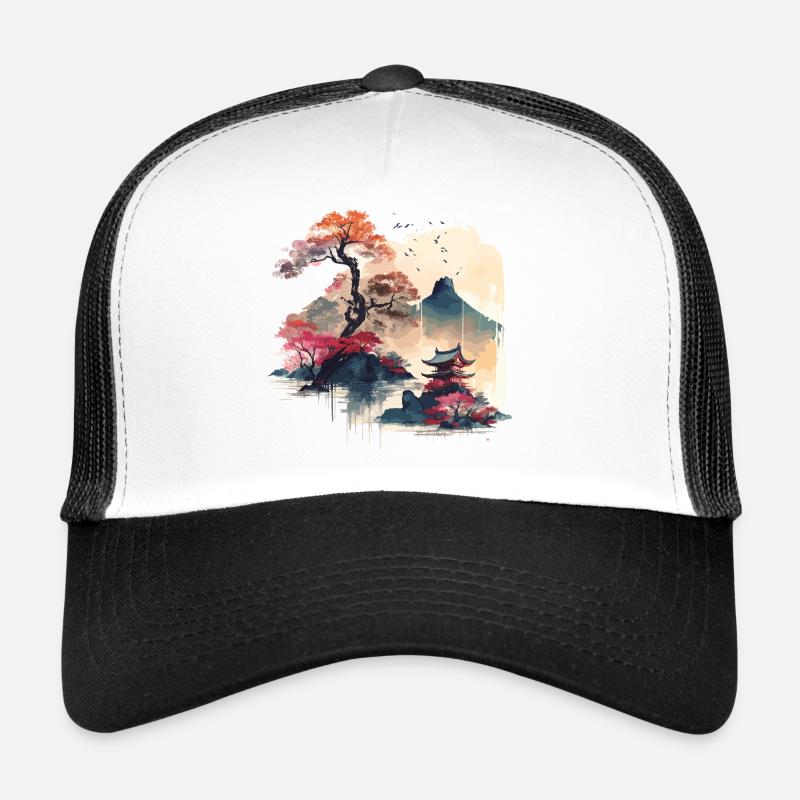 Japanische Kunst - Trucker Cap - Weiß/Schwarz