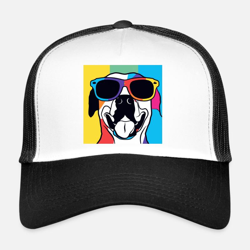Vibrant Sunglass Pup Pop Art Trucker Cap