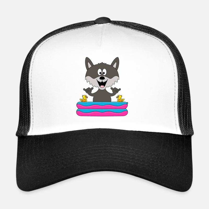 WOLF - POOL - SHAKA - PLANSCHBECKEN - TIERISCH - Trucker Cap - Weiß/Schwarz