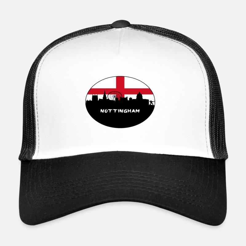Nottingham Angleterre Flag Skyline Souvenir de voyage Casquette trucker 