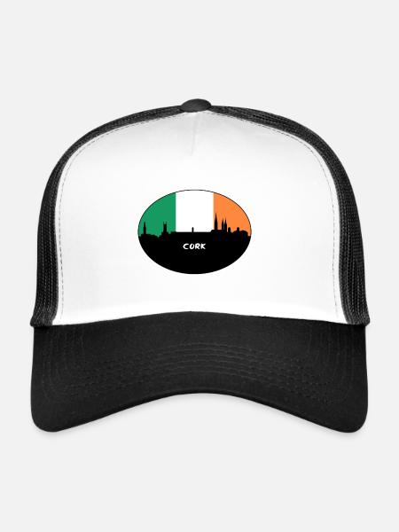 Cork Irlande Flag Skyline Souvenir de voyage - Casquette trucker  - blanc/noir - Devant