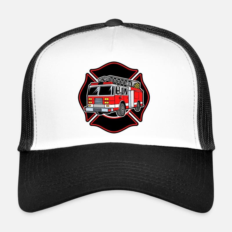 Fire brigade fire engine fire protection extinguishing work Trucker Cap