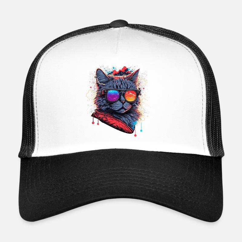 Elektronische Katze - Trucker Cap - Weiß/Schwarz