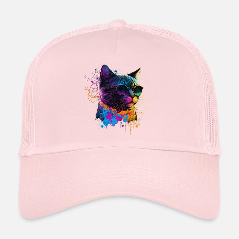 Chat coloré Casquette trucker 