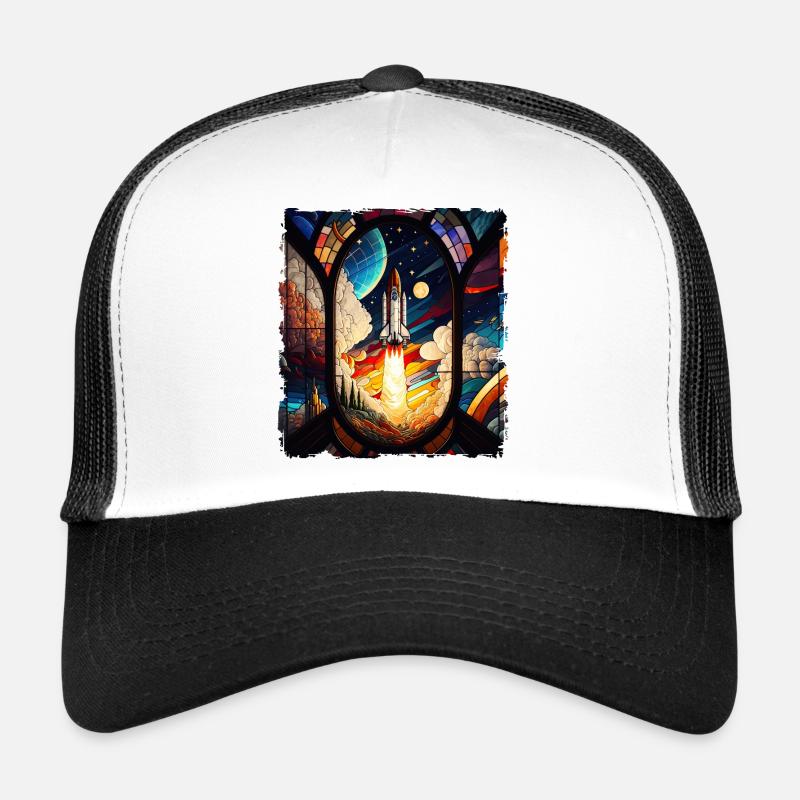 Lancement de fusée spatiale Kirchenglass Buntglass Casquette trucker 