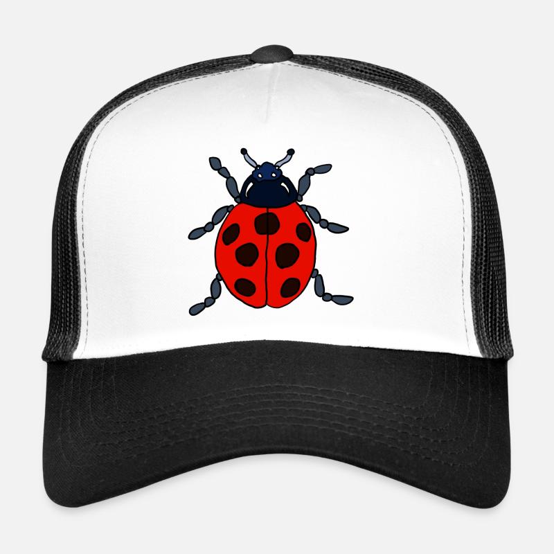 Roter Marienkäfer mit blauem Kopf - Trucker Cap - Weiß/Schwarz