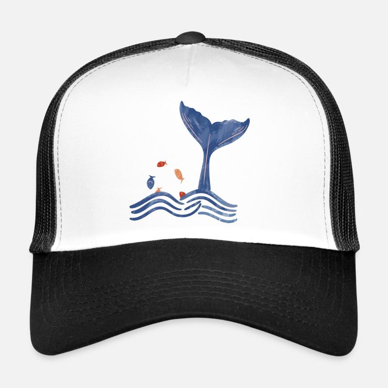 Whale fin and fish Trucker Cap