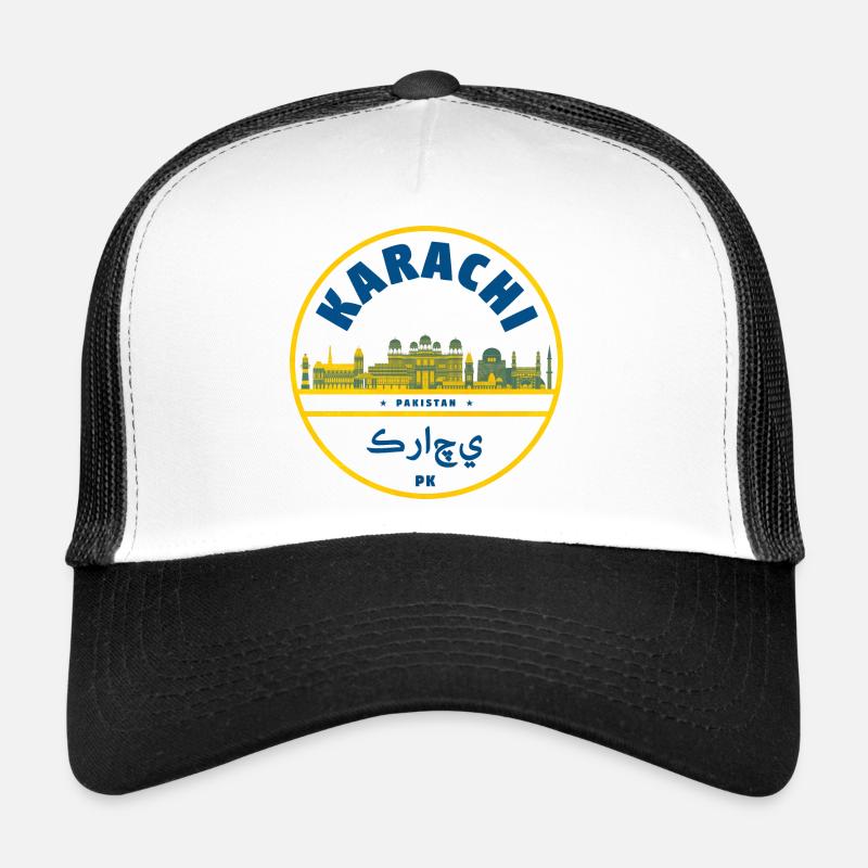 Karachi Skyline Emblem Pakistan Trucker Cap