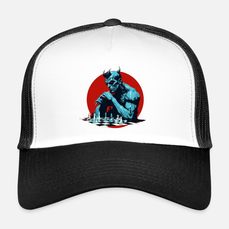 Demon Playing Chess - Trucker Cap - white/black