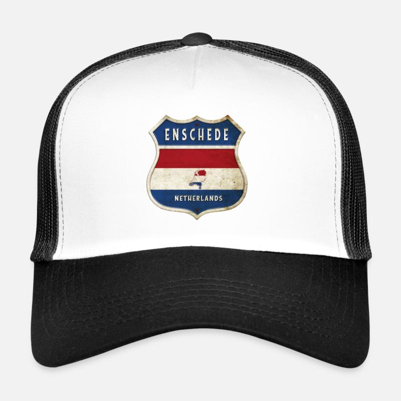 Enschede Niederlande Wappen Design - Trucker Cap - Weiß/Schwarz