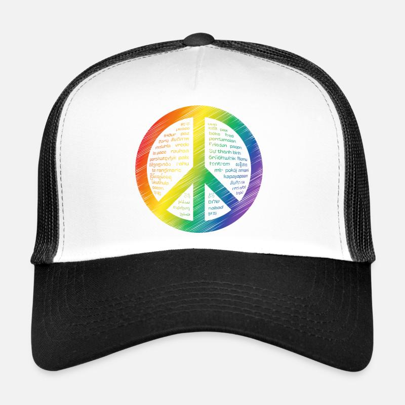 Leuchtendes Friedenszeichen - Trucker Cap - Weiß/Schwarz