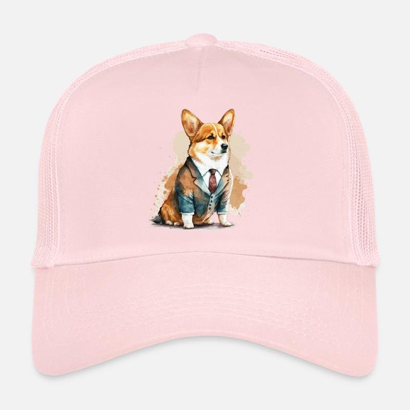 Formal Corgi Illustration Trucker Cap