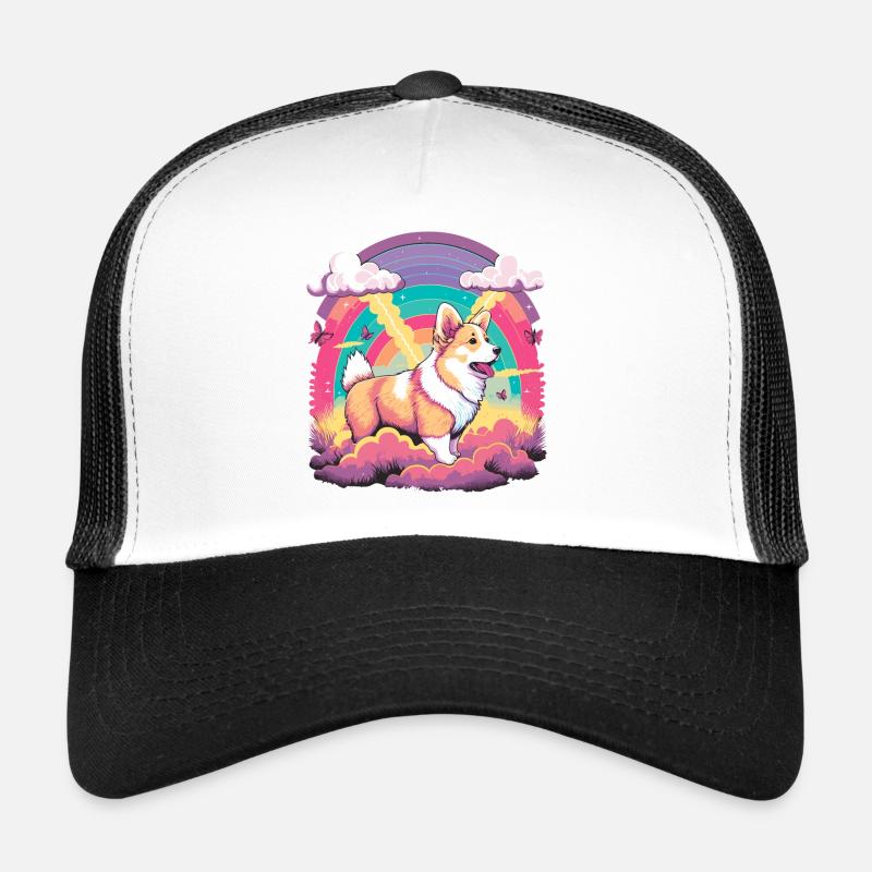 Corgi dans Rainbow Casquette trucker 