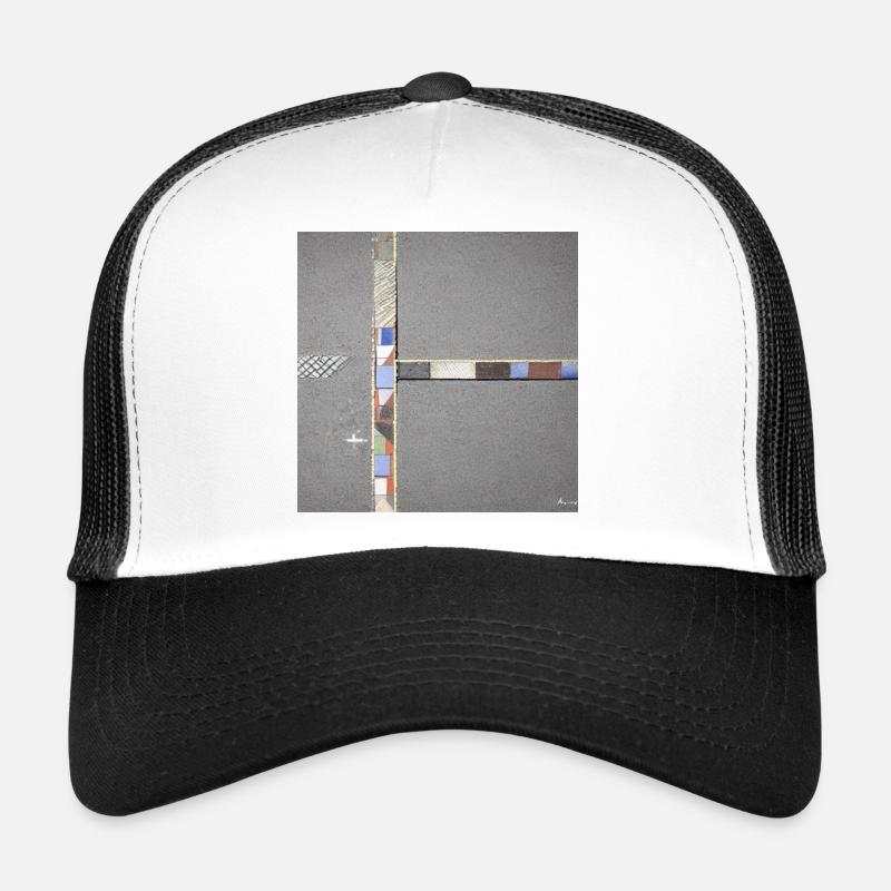 géométrie abstraiteT 90° - Casquette trucker  - blanc/noir