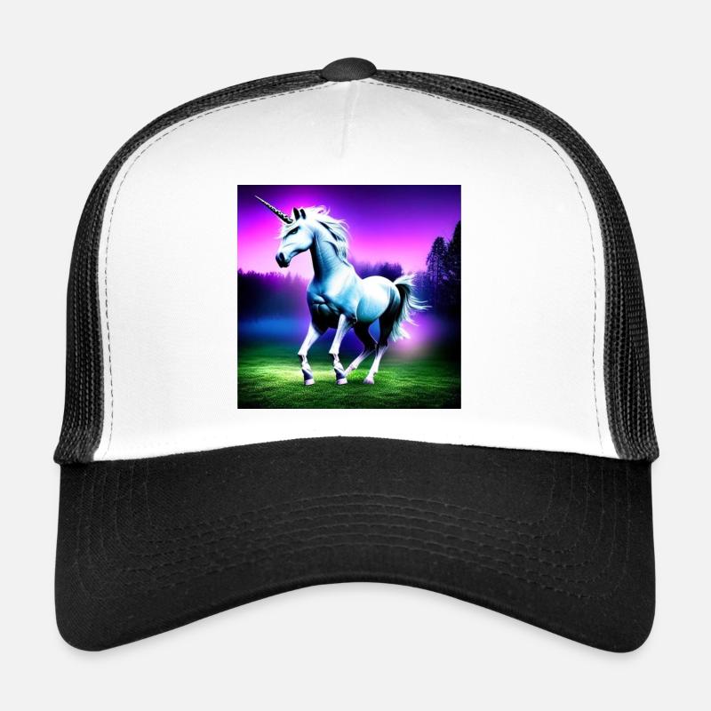 Licorne blanche - Casquette trucker - blanc/noir