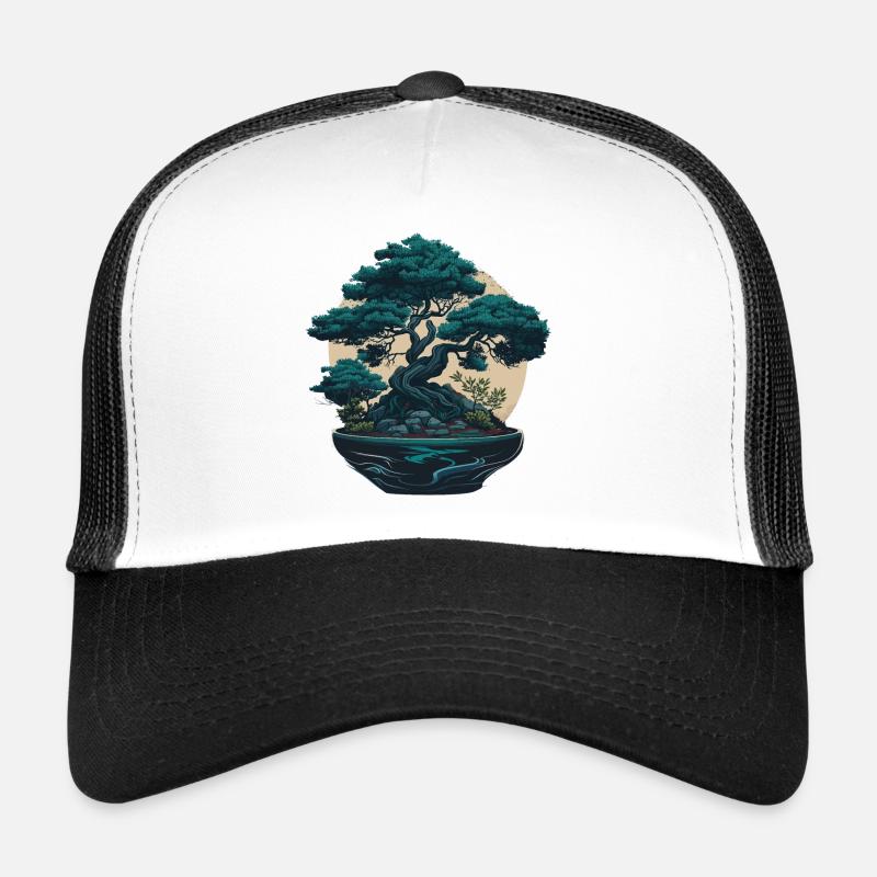 Blue Bonsai Tree Trucker Cap