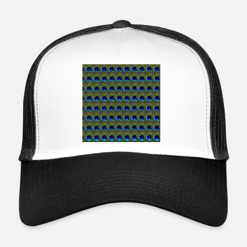 tolle federmuster, Pfauenfedermuster überlappend - Trucker Cap - Weiß/Schwarz