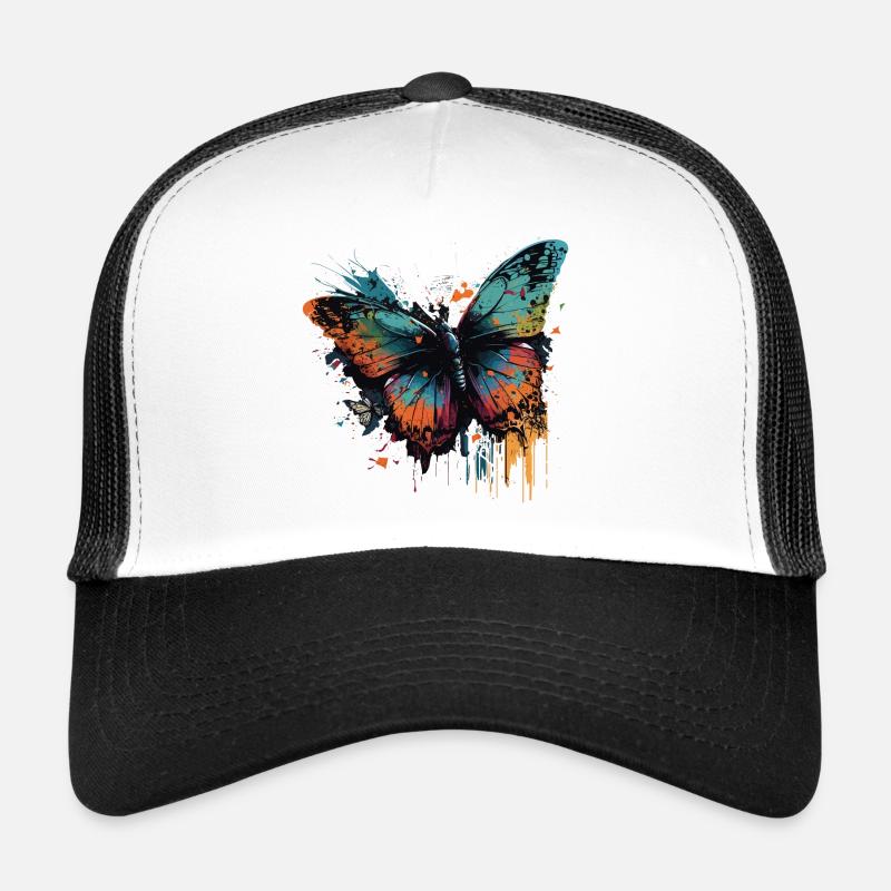Irisierender Schmetterling - Trucker Cap - Weiß/Schwarz