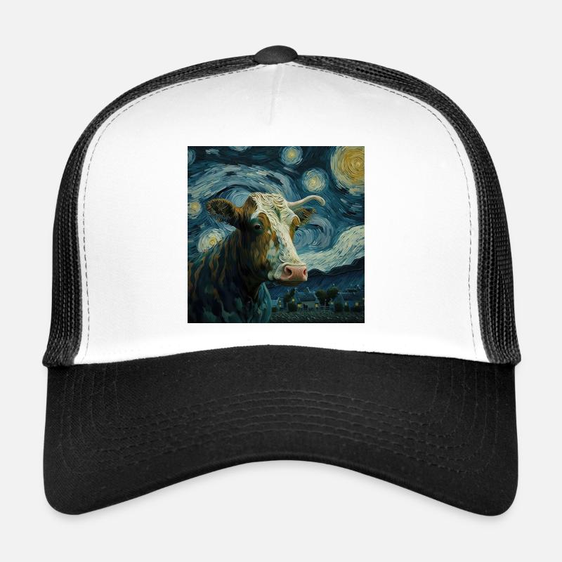 Cow Van Gogh Style Starry Sky Cool la nuit Casquette trucker 