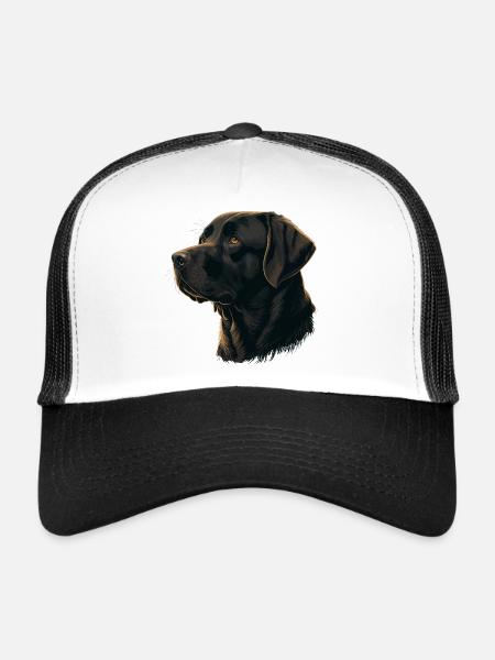 Soft Looking DarkBrown Labrador Retriever - Trucker Cap - white/black - Front